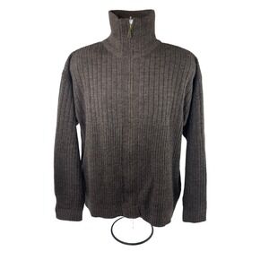 Vintage Northern Isles Sweater Mens Medium Brown Acrylic Knit 1/4 Zip Turtleneck
